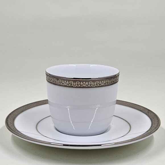 Flat Demitasse Cup & Saucer Set Grand Buffet Classic Platinum by Charter Club - Picture 3 of 16